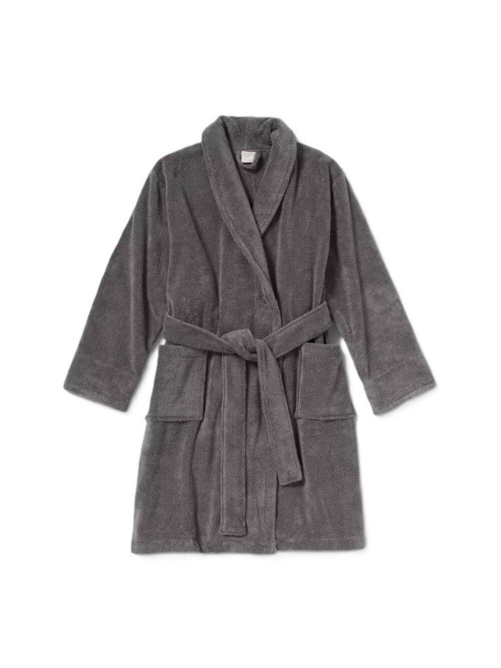 Threshold Spa Plush Dark Gray 100% Terry Cotton Bath Robe w/ Tie -- Adult S/M